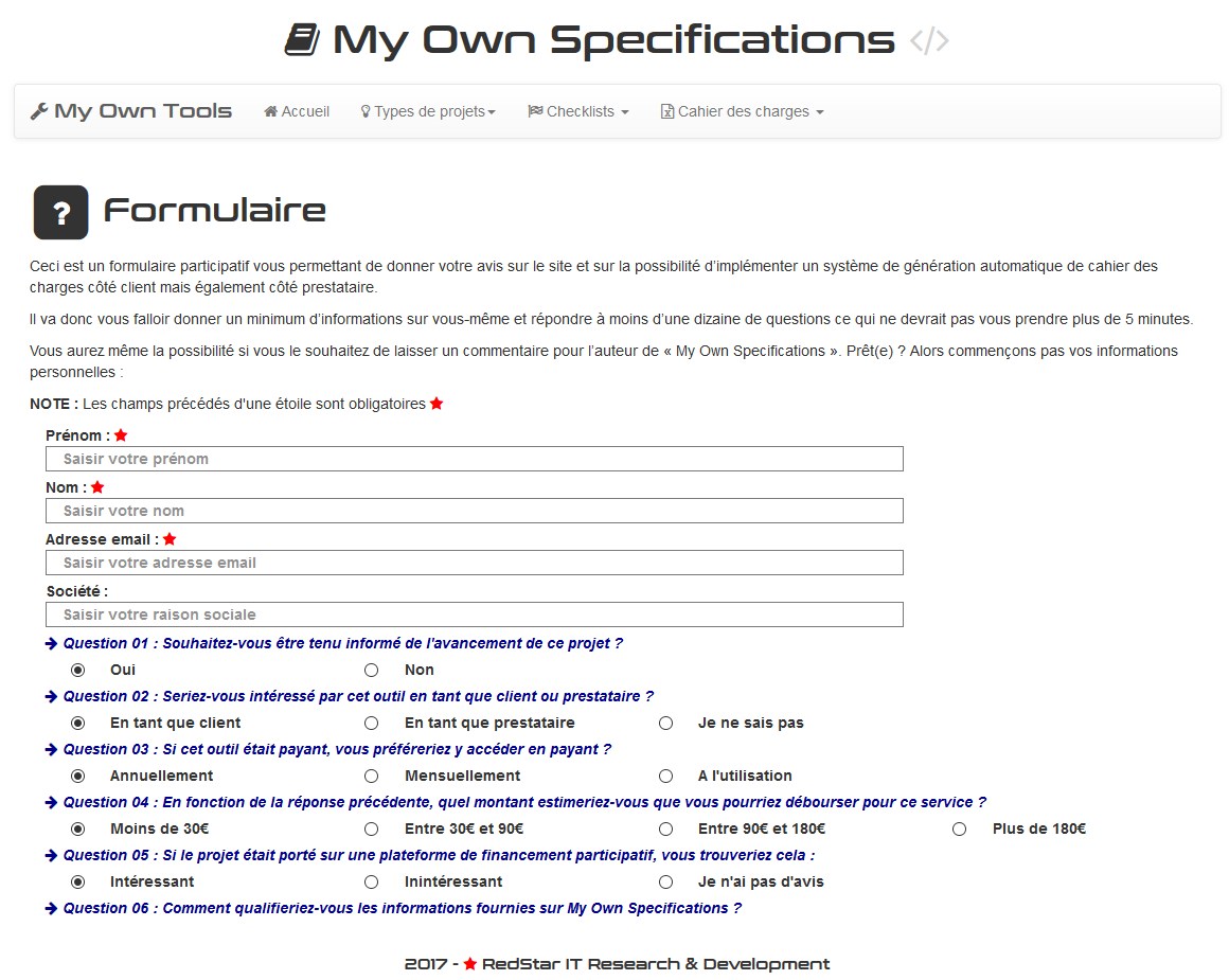 My Own Specifications #5